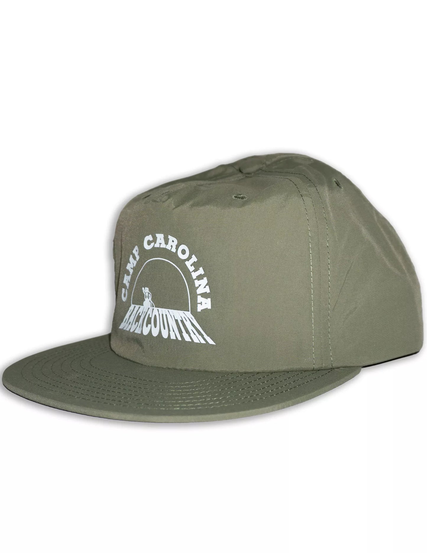 Olive Green Camp Carolina Backcountry flat brim unstructured hat