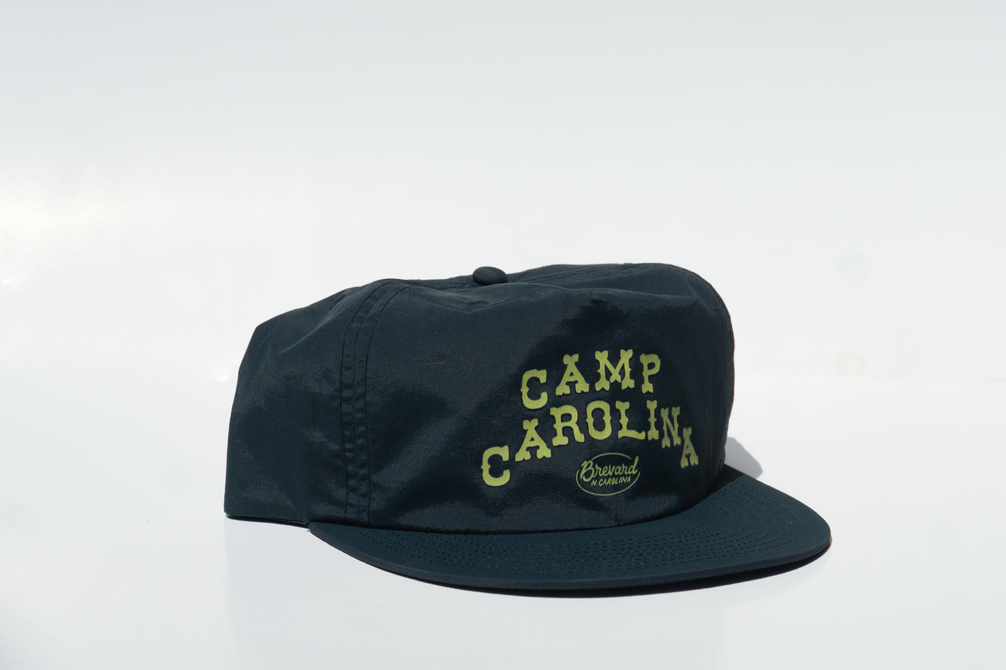 Pine Green Camp Carolina Western Text flat brim unstructured hat